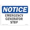 Signmission OSHA Notice, 5" Height, Generator Emergency Stop Sign, 7" X 5", Landscape OS-NS-D-57-L-13098 - alternate 1